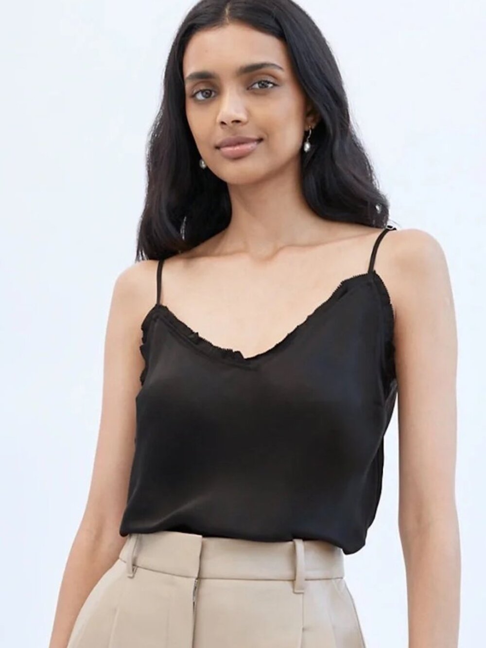 Aritzia Wilfred Cupro satin cami with delicate edging. Size Large